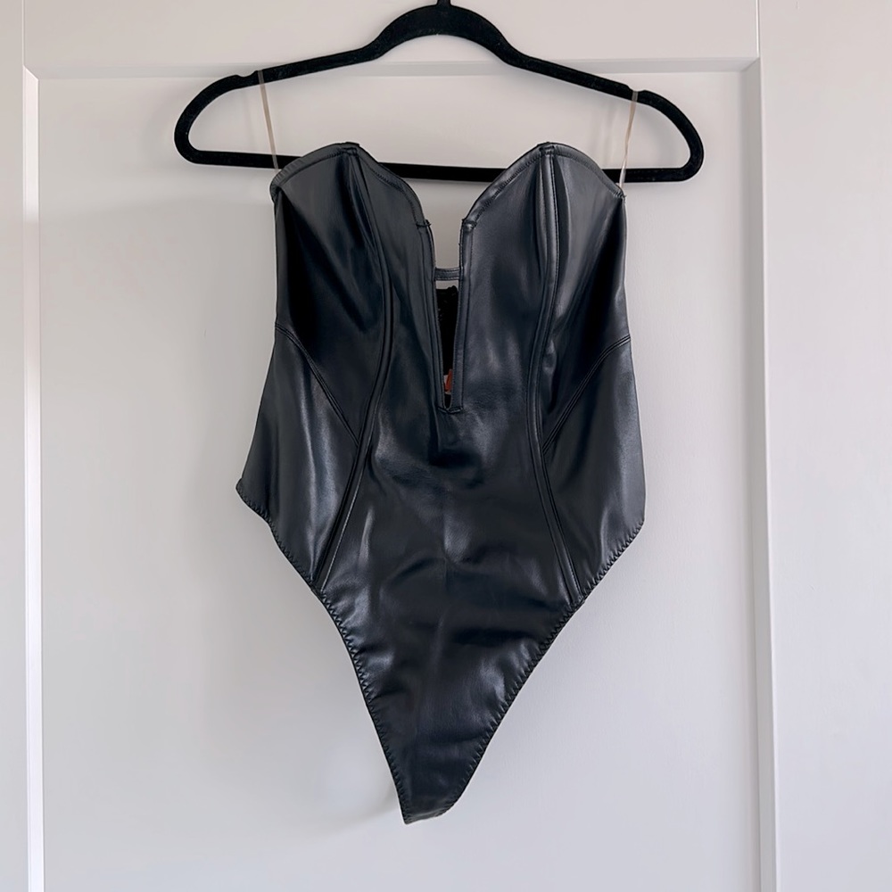 VS Leather Thong Bodysuit Corset